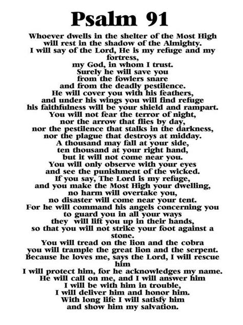 1 2 I will say of the Lord, "He is my refuge and my fortress, my God, in whom I trust. . Niv psalm 91